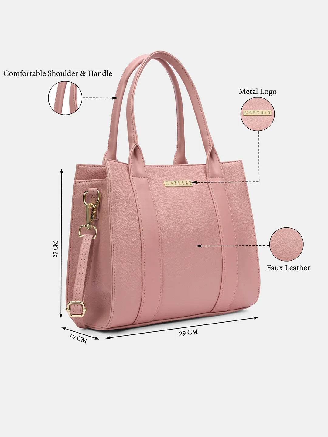 Caprese  Primea Medium Powder Pink Tote Bag - Image 8