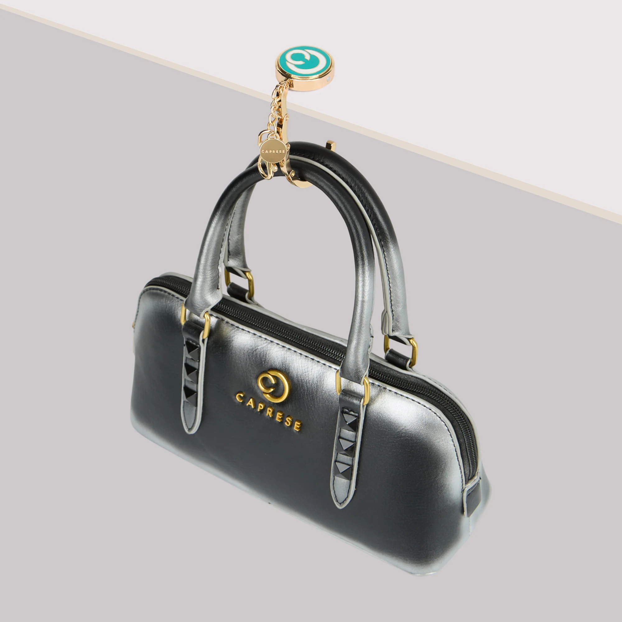 Caprese Mnemonic Purse Hook Small Teal Gold Charm - Image 3