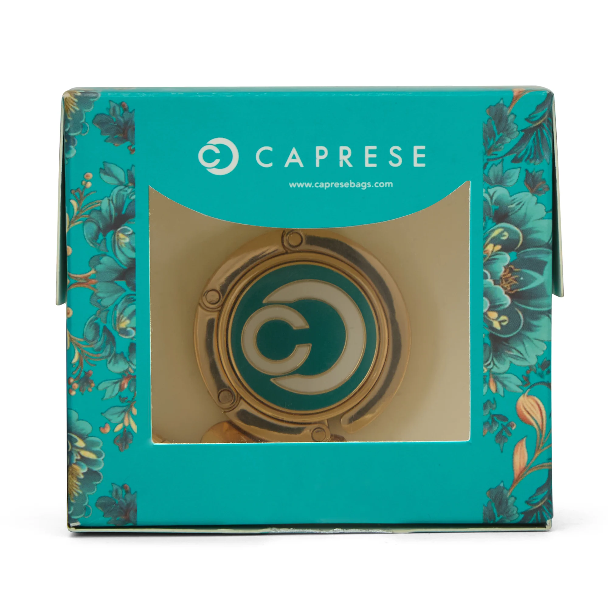 Caprese Mnemonic Purse Hook Small Teal Gold Charm - Image 5