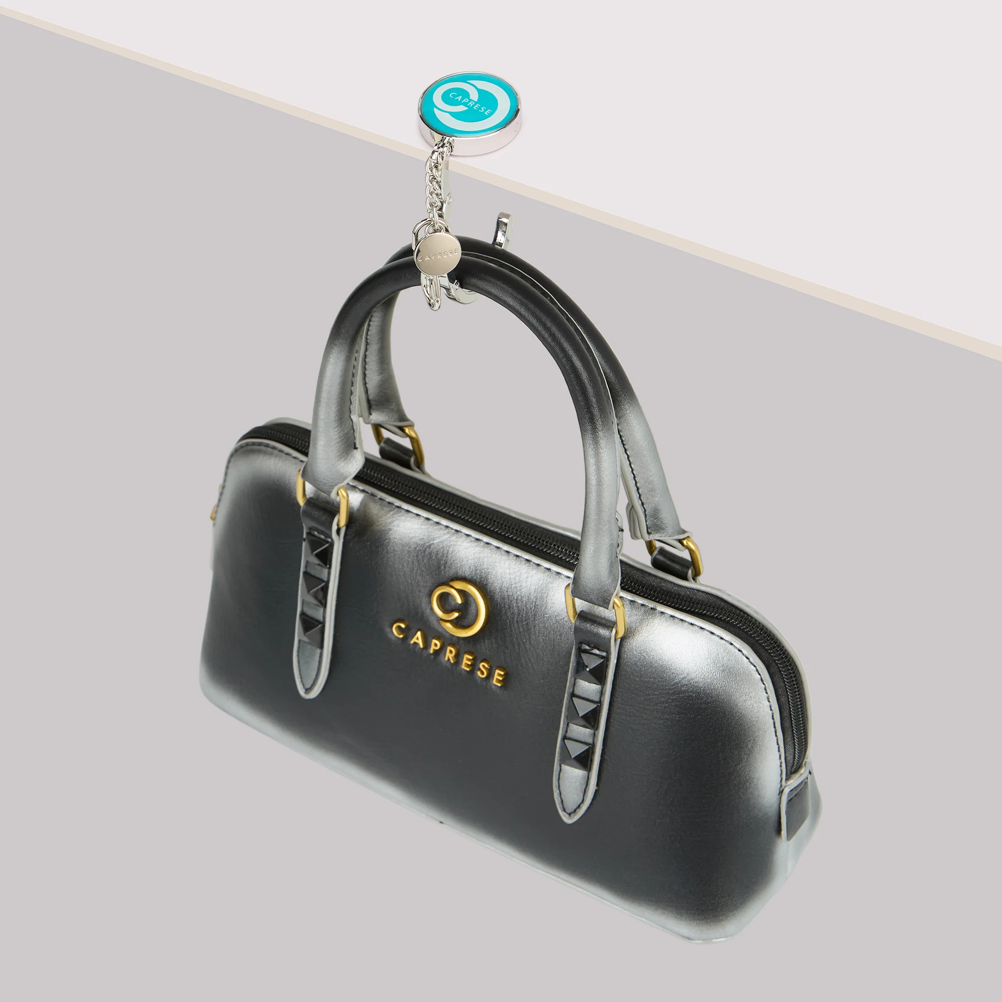 Caprese Logo Purse Hook Small Teal Silver Charm - Image 3
