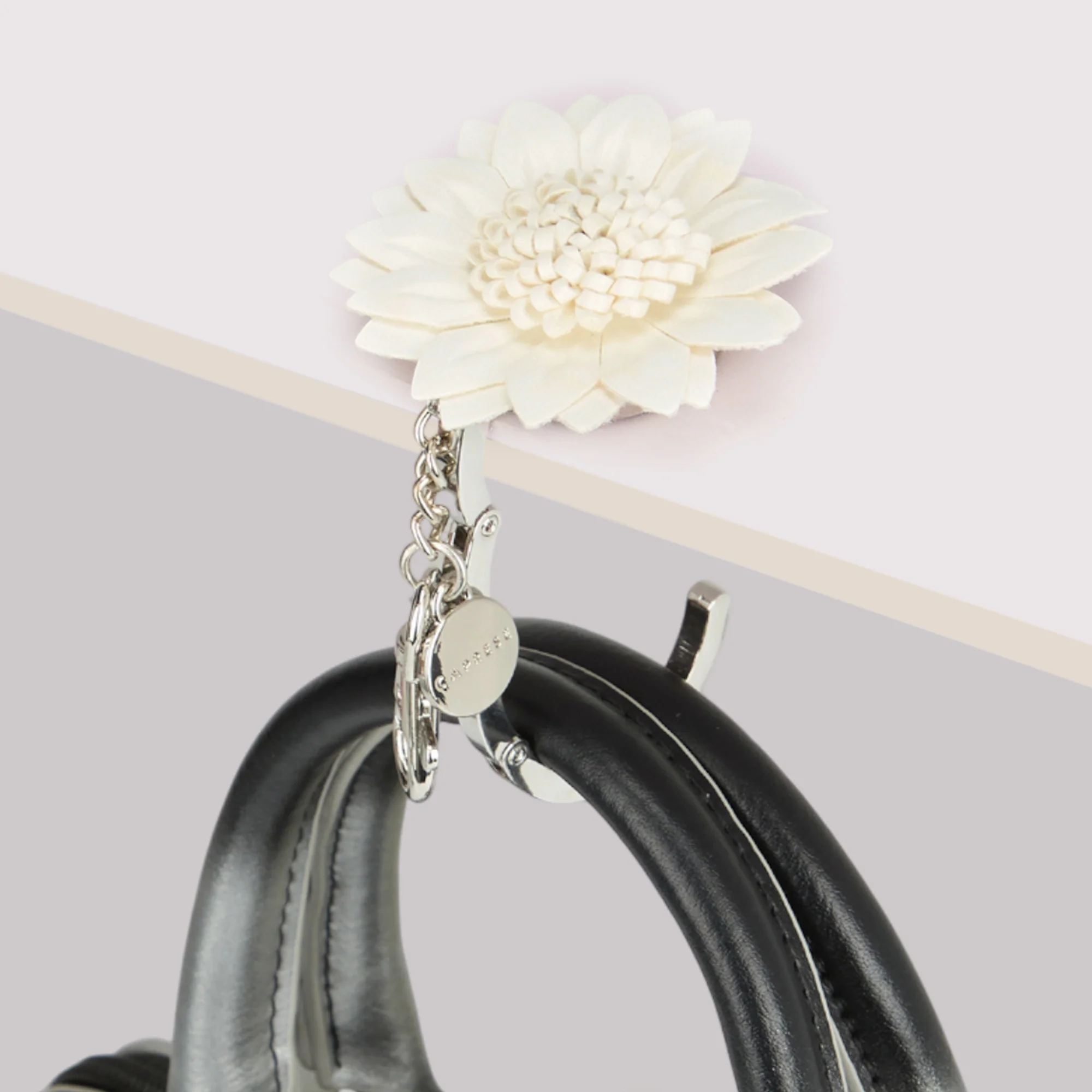Caprese Dahlia Purse Hook Small White Charm - Image 4