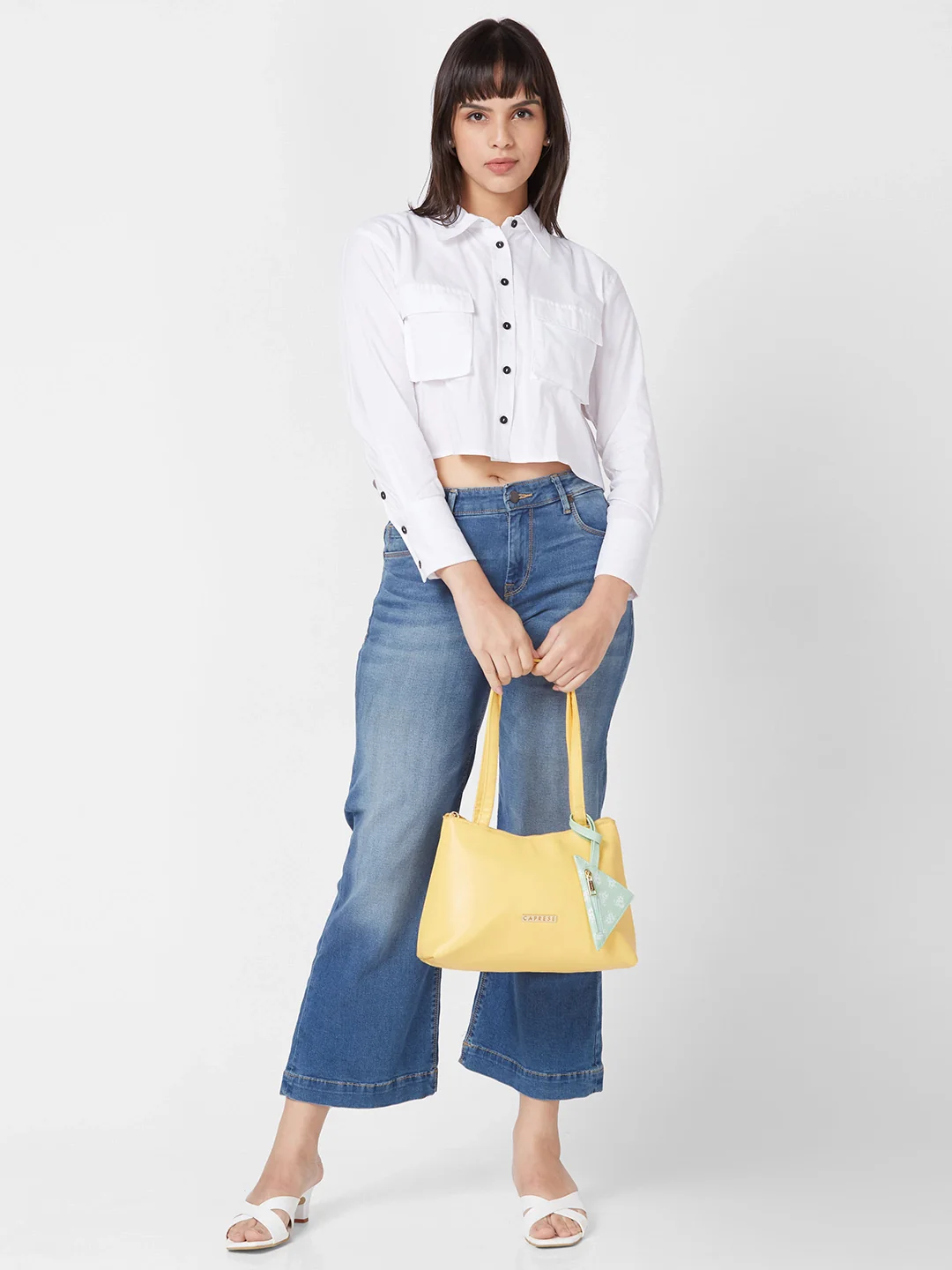 Caprese Pyxis Medium Yellow Satchel Bag - Image 2