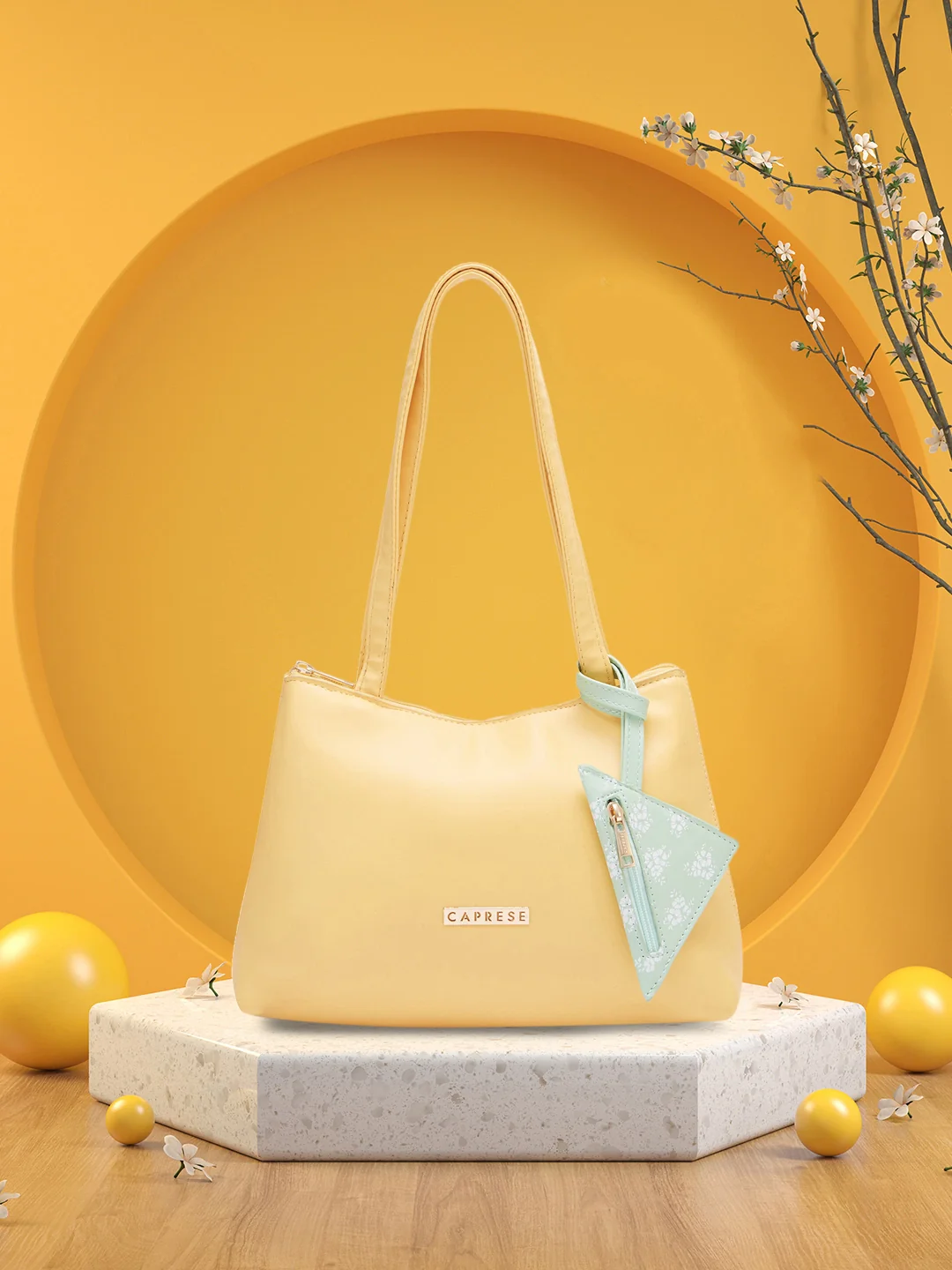 Caprese Pyxis Small Yellow Satchel Bag