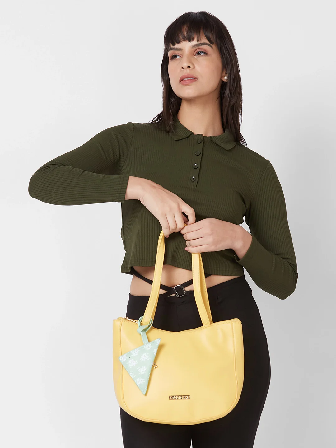 Caprese Pyxis Small Yellow Satchel Bag - Image 10