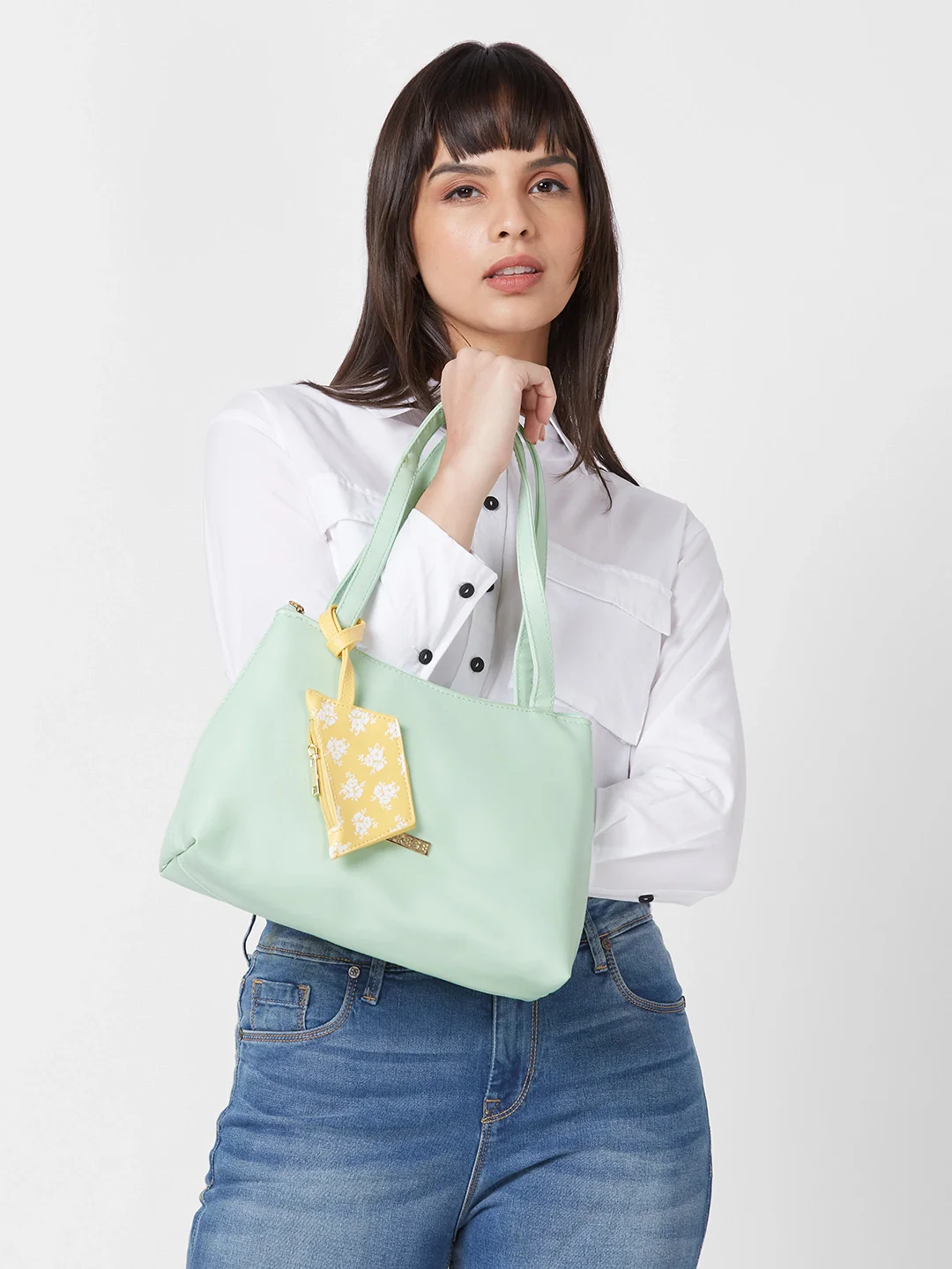Caprese Pyxis Small Mint Satchel Bag - Image 10