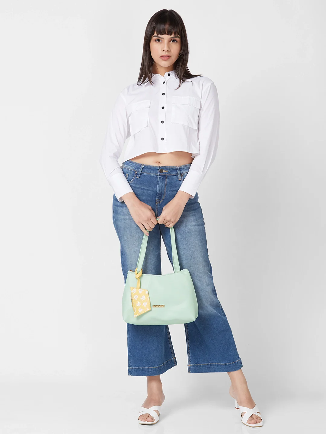 Caprese Pyxis Small Mint Satchel Bag - Image 11