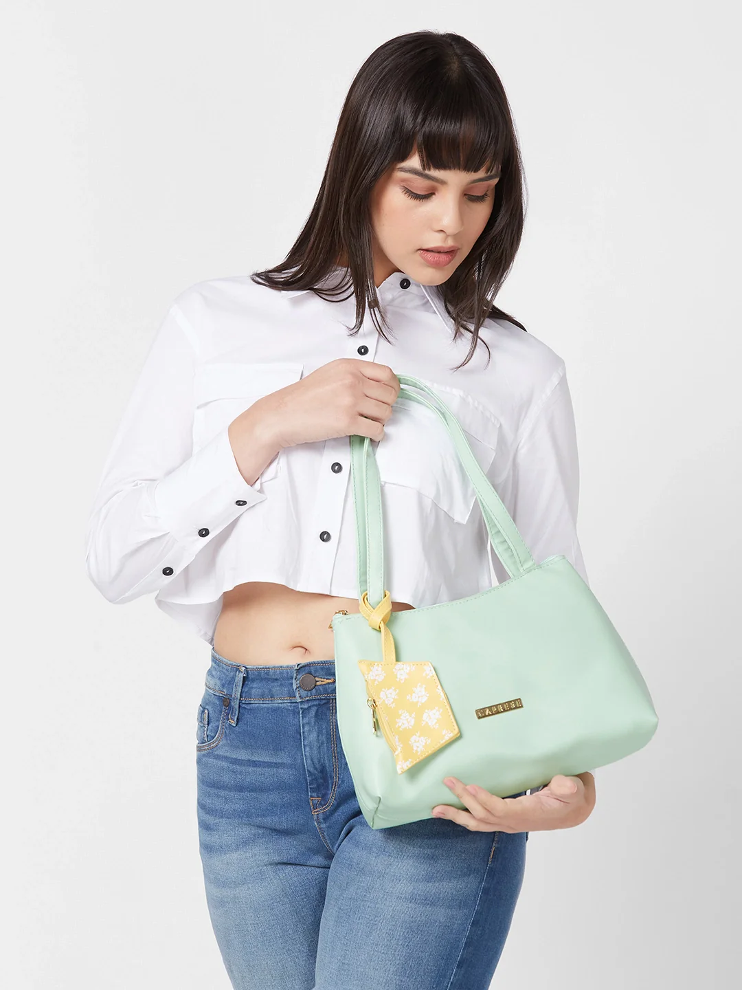 Caprese Pyxis Small Mint Satchel Bag - Image 9