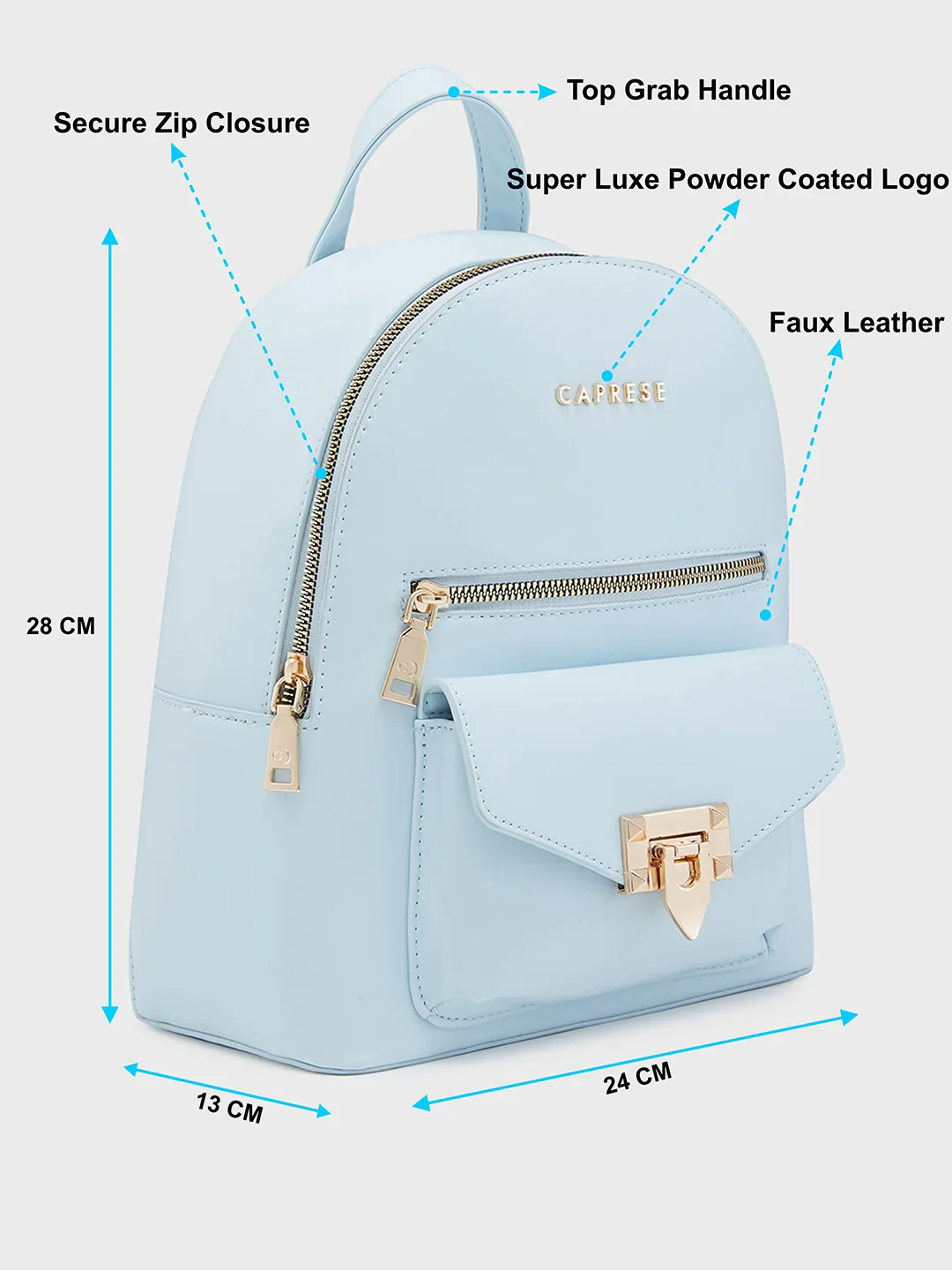 Caprese Rabina Medium Blue Backpack - Image 6