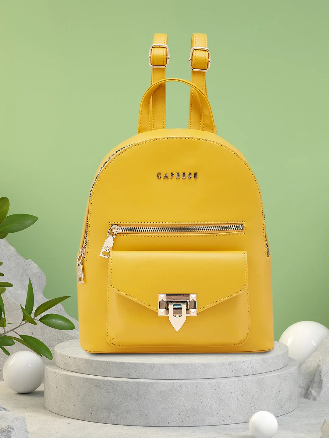 Caprese Rabina Medium Yellow Backpack - Image 13