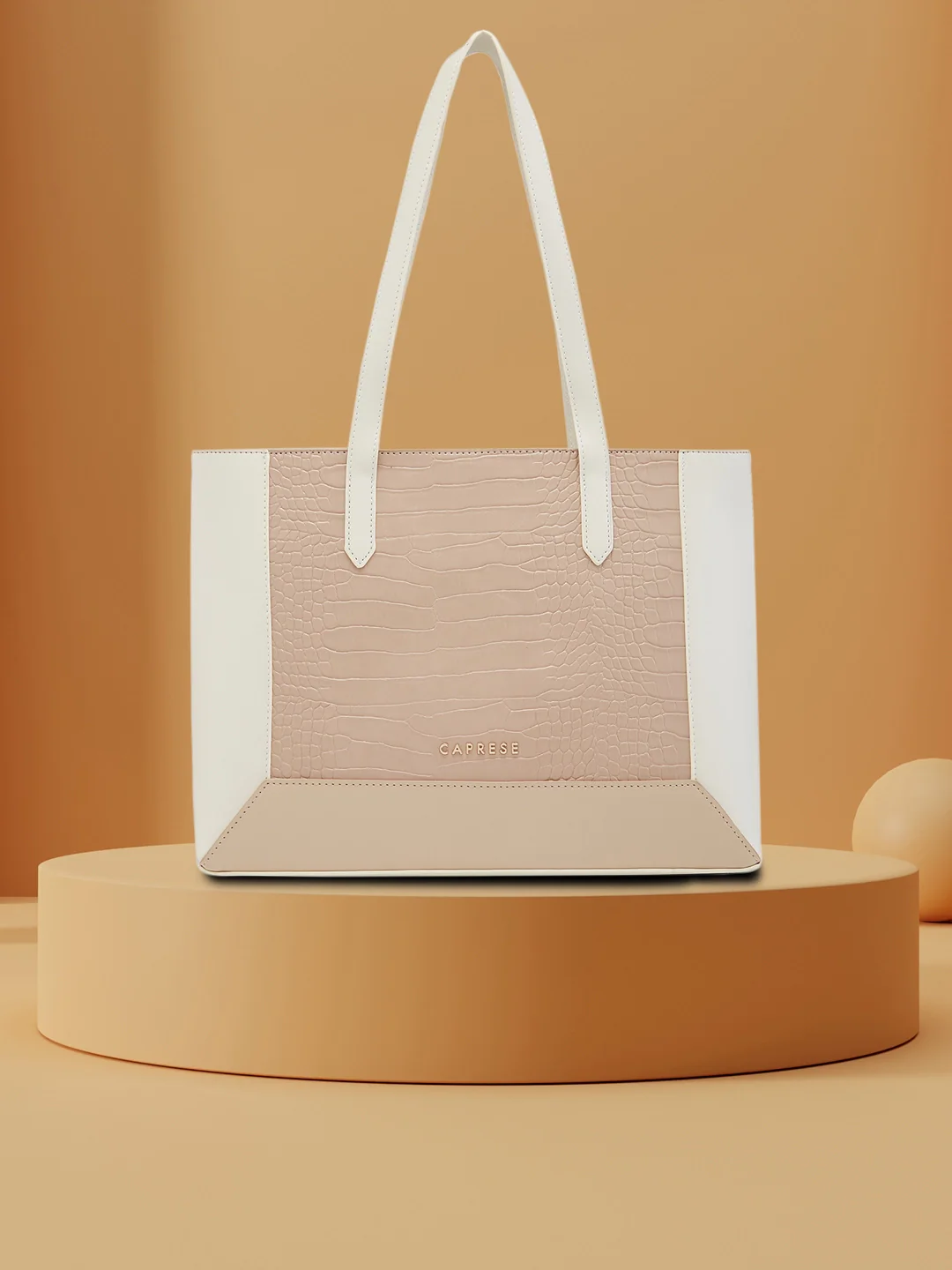 Caprese Rae Medium Croco Beige Tote Bag - Image 2