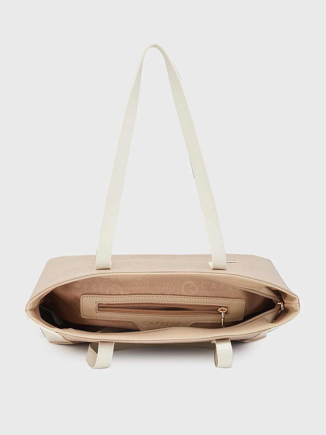 Caprese Rae Medium Croco Beige Tote Bag - Image 9