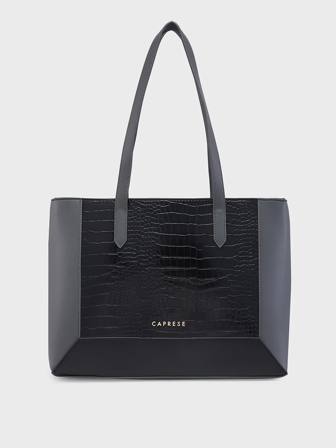 Caprese Rae Medium Croco Black Tote Bag