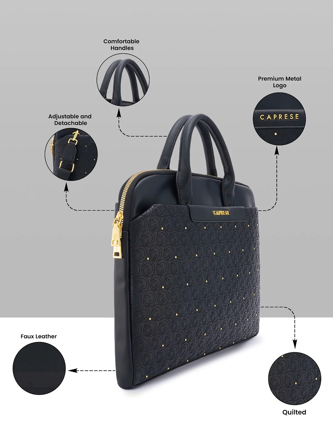 Caprese Rain Large Black Laptop Bag Bag - Image 17