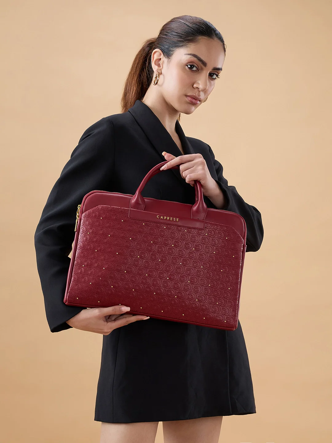 Caprese Rain Large Cherry Lacquer Laptop Bag Bag - Image 3