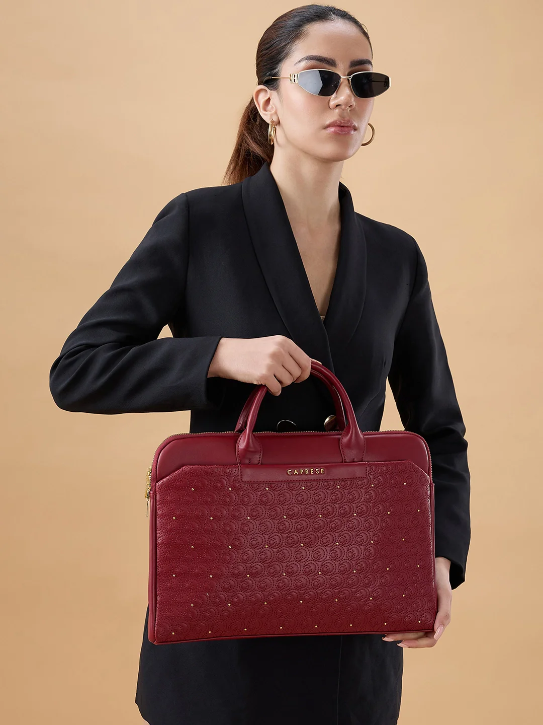 Caprese Rain Large Cherry Lacquer Laptop Bag Bag - Image 9