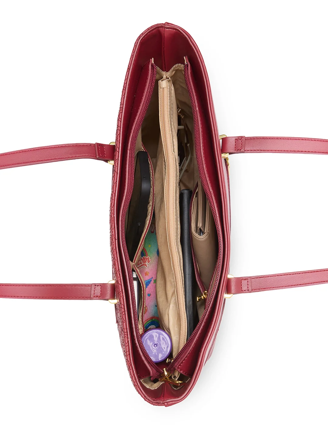 Caprese Rain Large Cherry Lacquer Tote Bag - Image 15