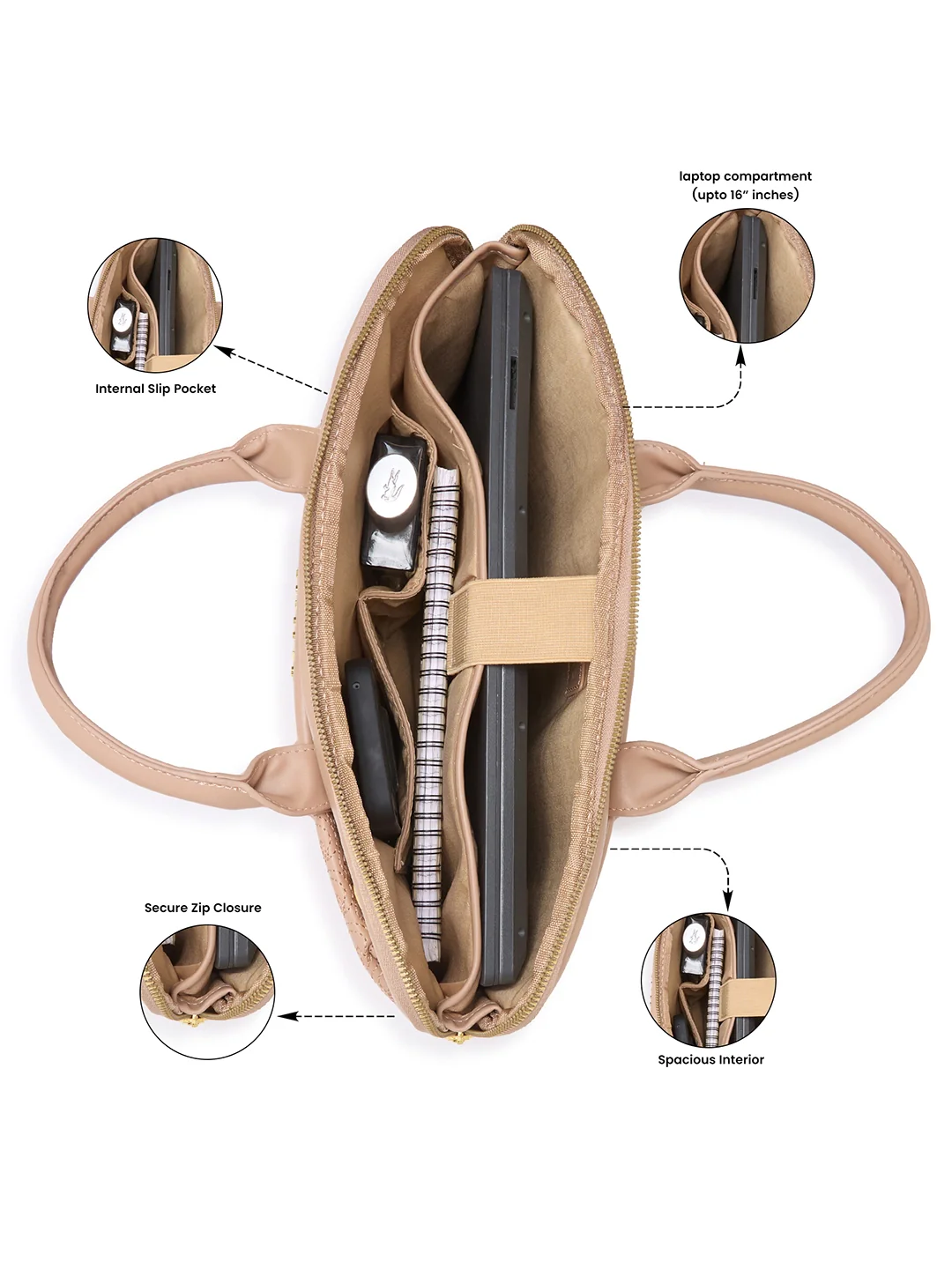 Caprese Rain Large Mocha Mousse Laptop Bag Bag - Image 6