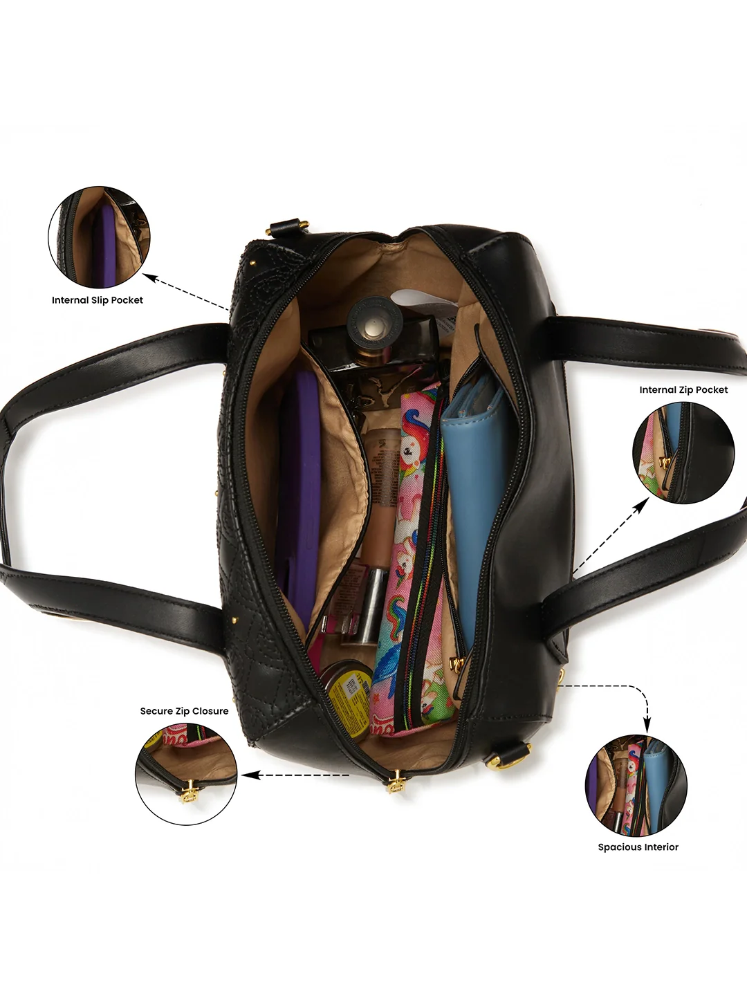 Caprese Rain Medium Black Satchel Bag - Image 6