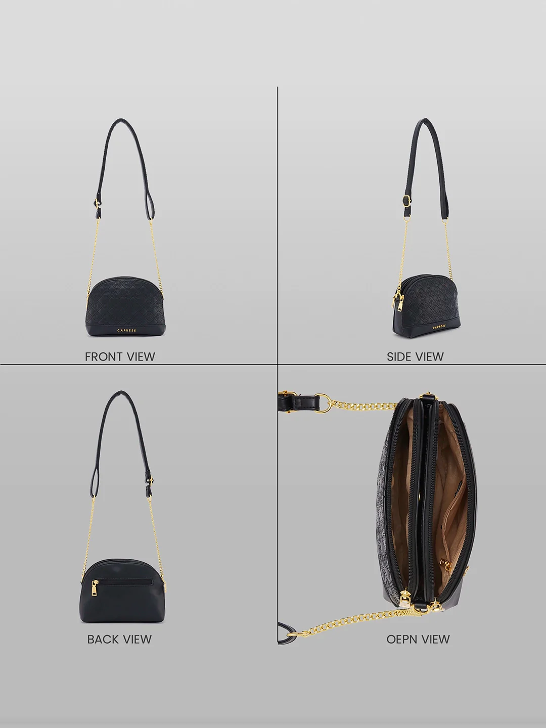 Caprese Rain Medium Black Sling Bag - Image 3