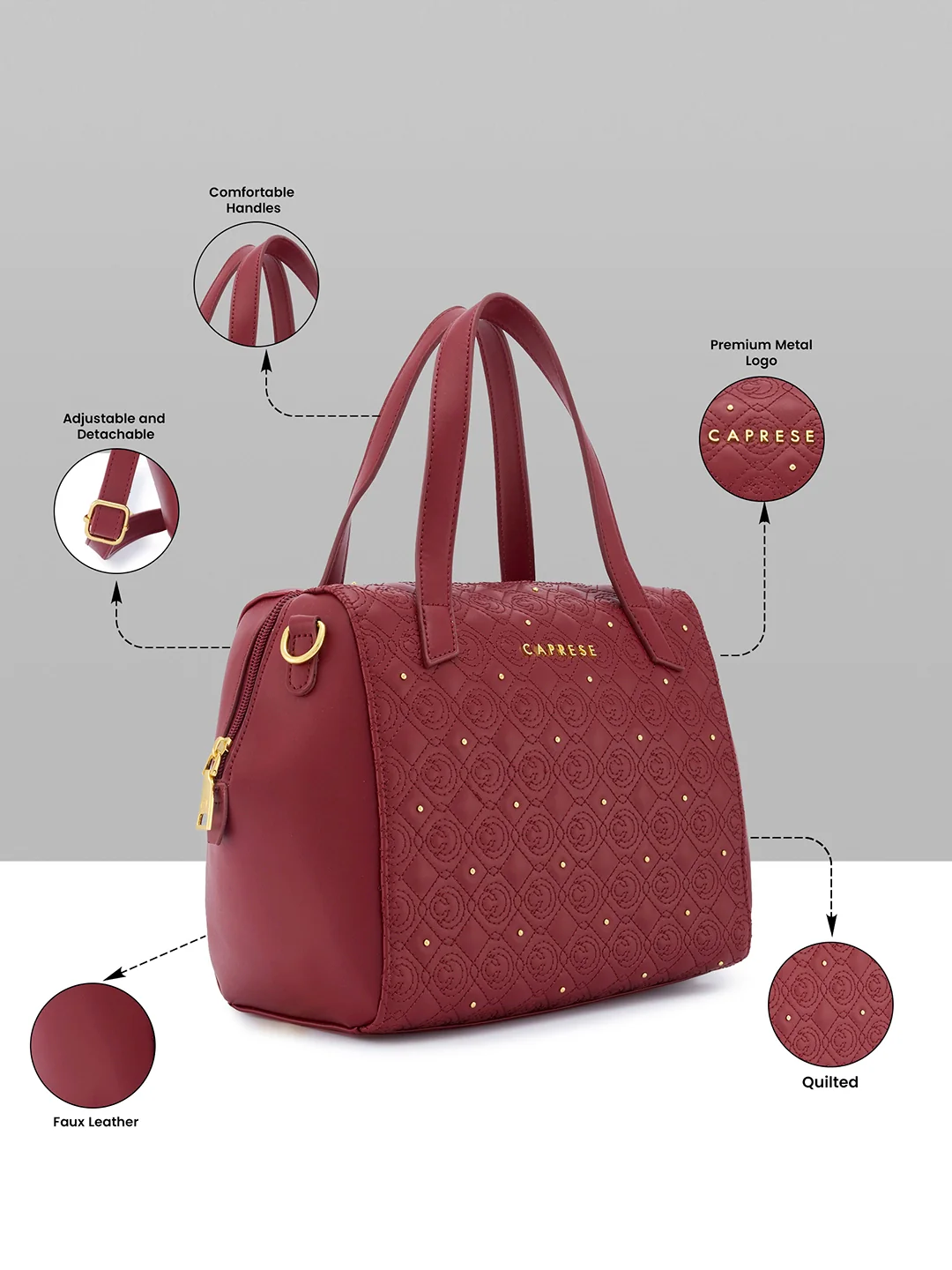 Caprese Rain Medium Cherry Lacquer Satchel Bag - Image 17