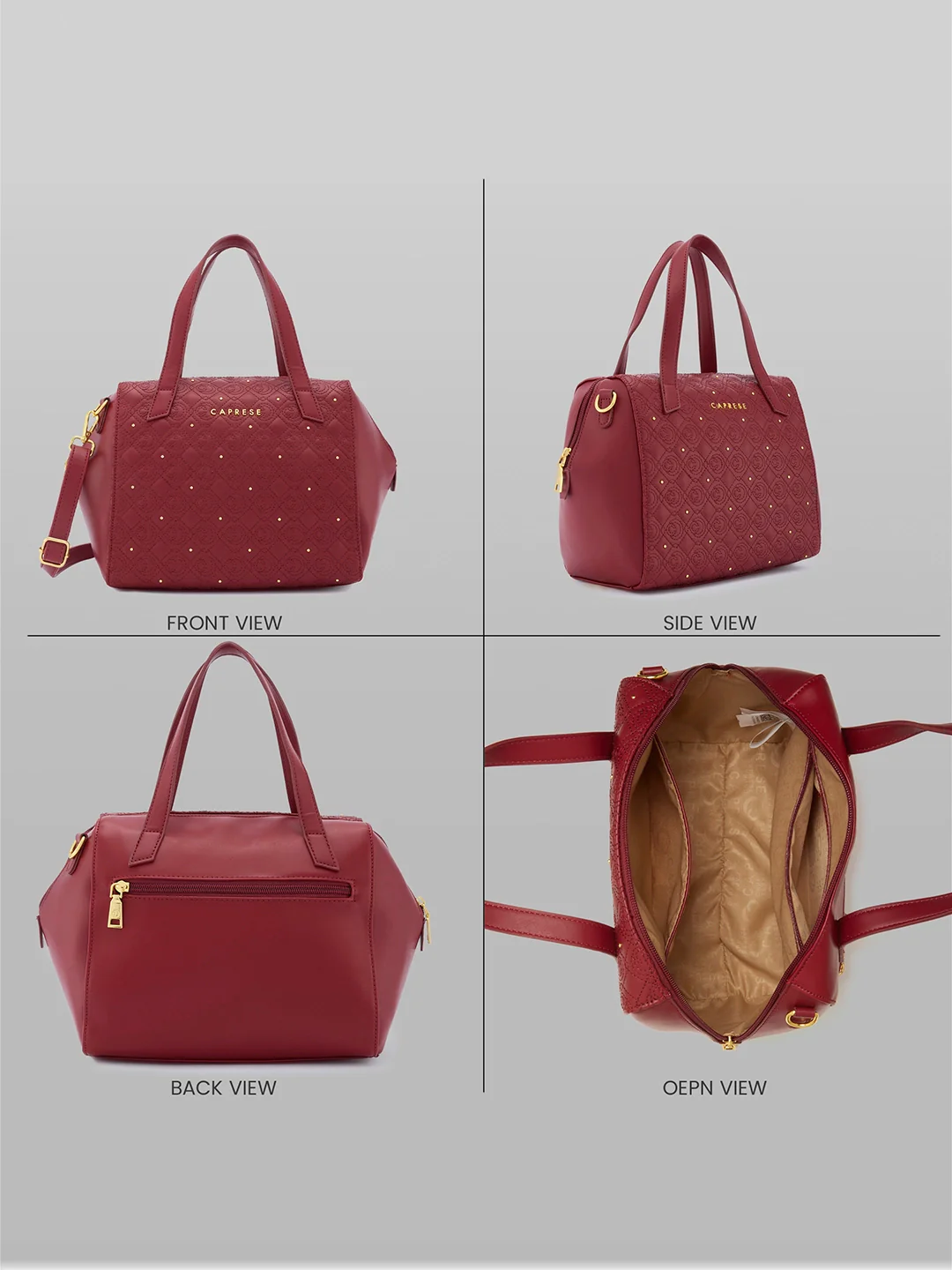 Caprese Rain Medium Cherry Lacquer Satchel Bag - Image 4