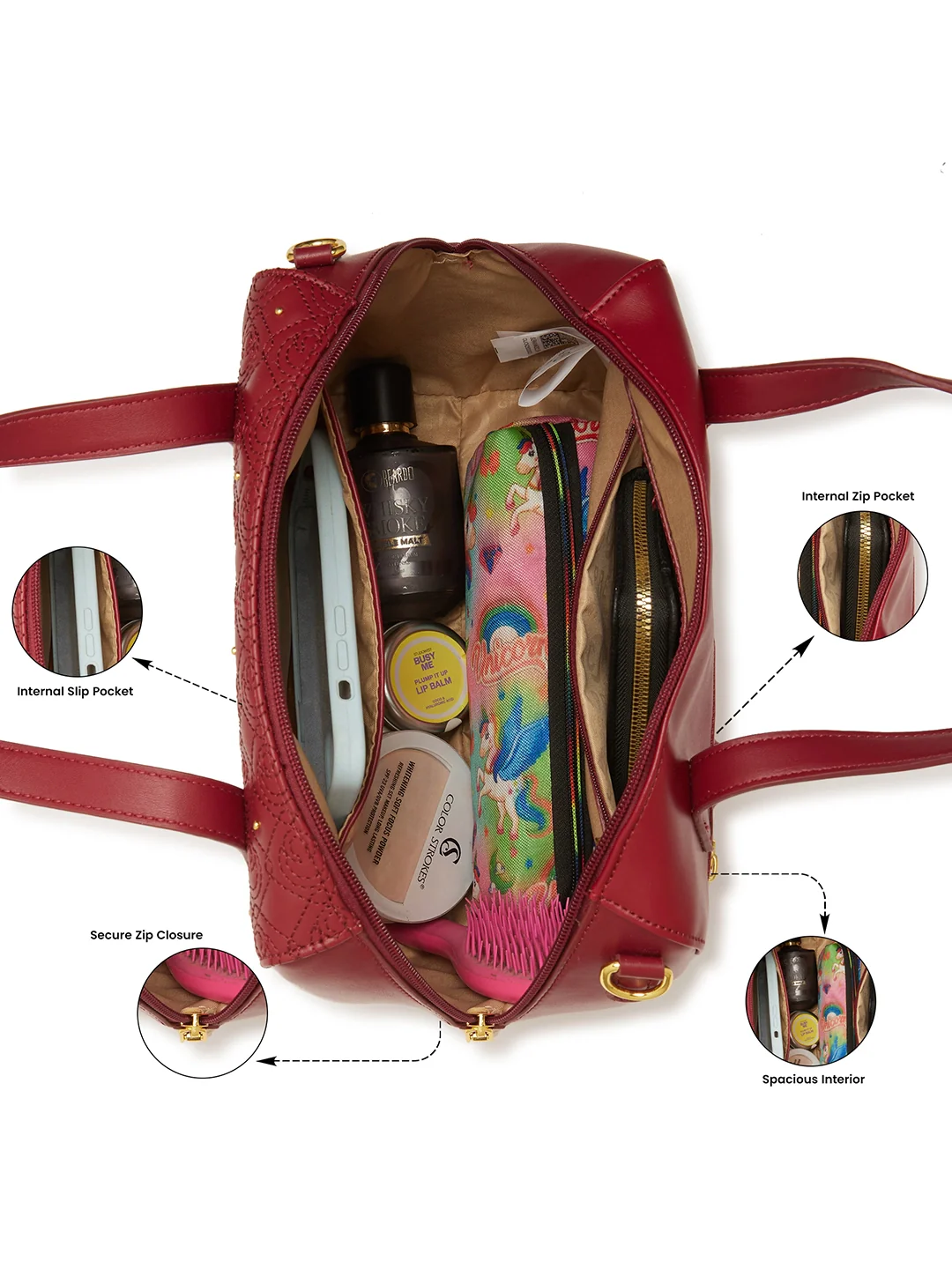 Caprese Rain Medium Cherry Lacquer Satchel Bag - Image 6
