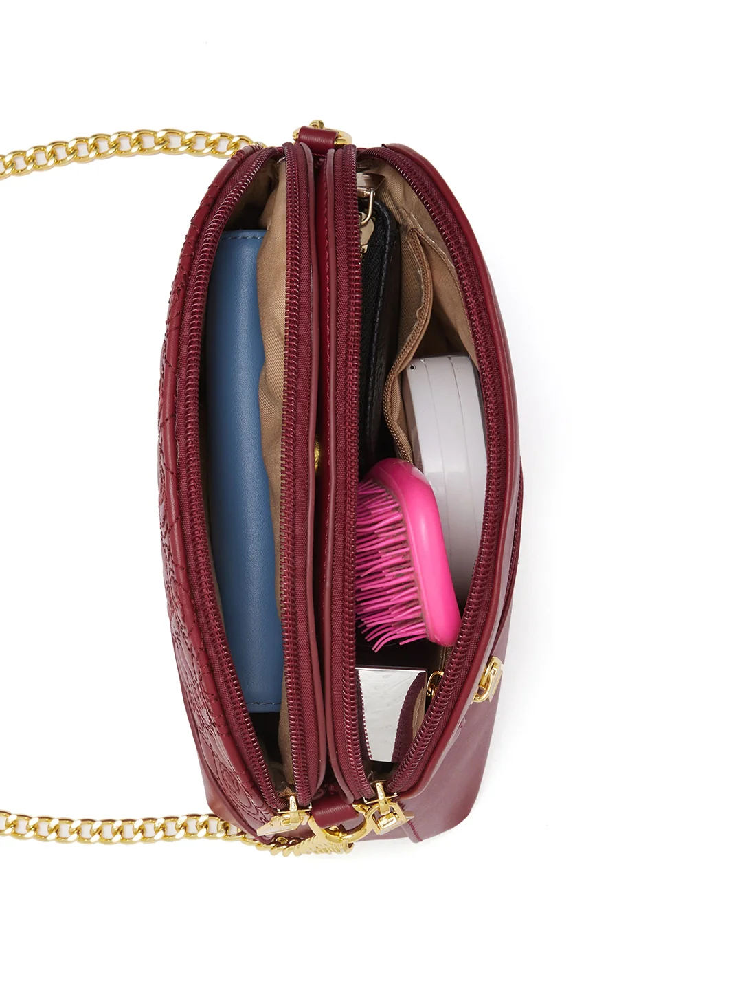 Caprese Rain Medium Cherry Lacquer Sling Bag - Image 15