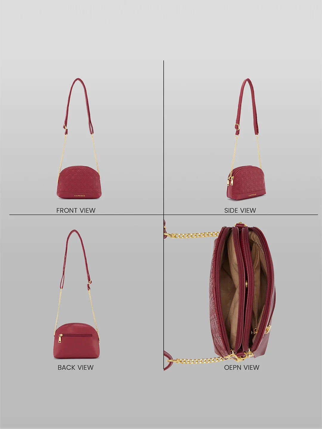 Caprese Rain Medium Cherry Lacquer Sling Bag - Image 3