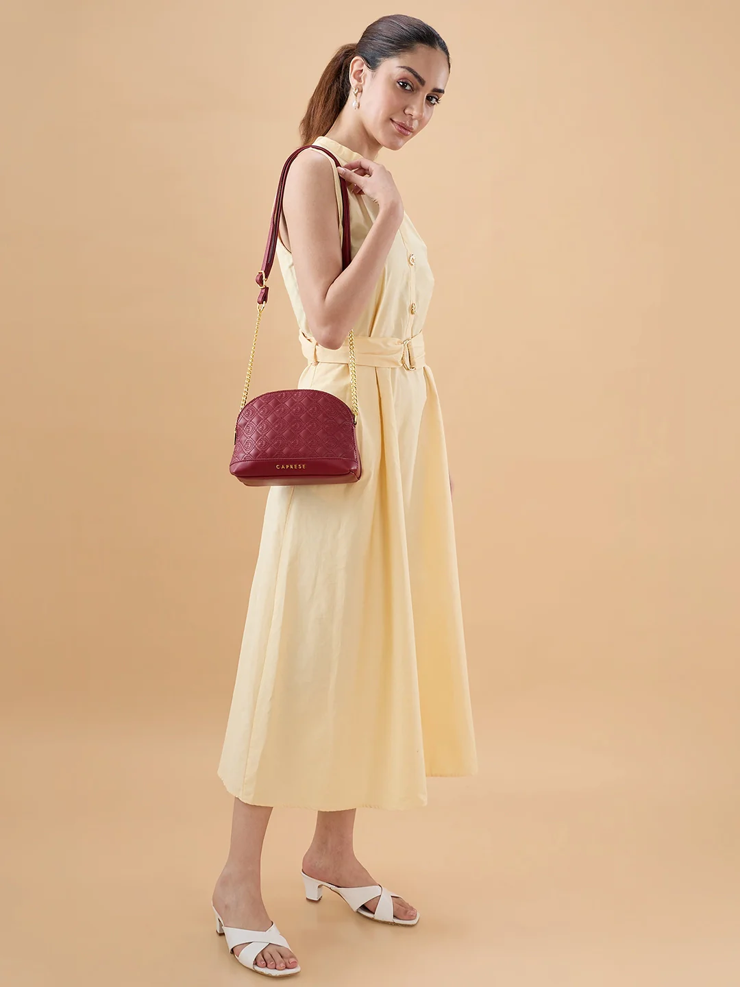 Caprese Rain Medium Cherry Lacquer Sling Bag - Image 6