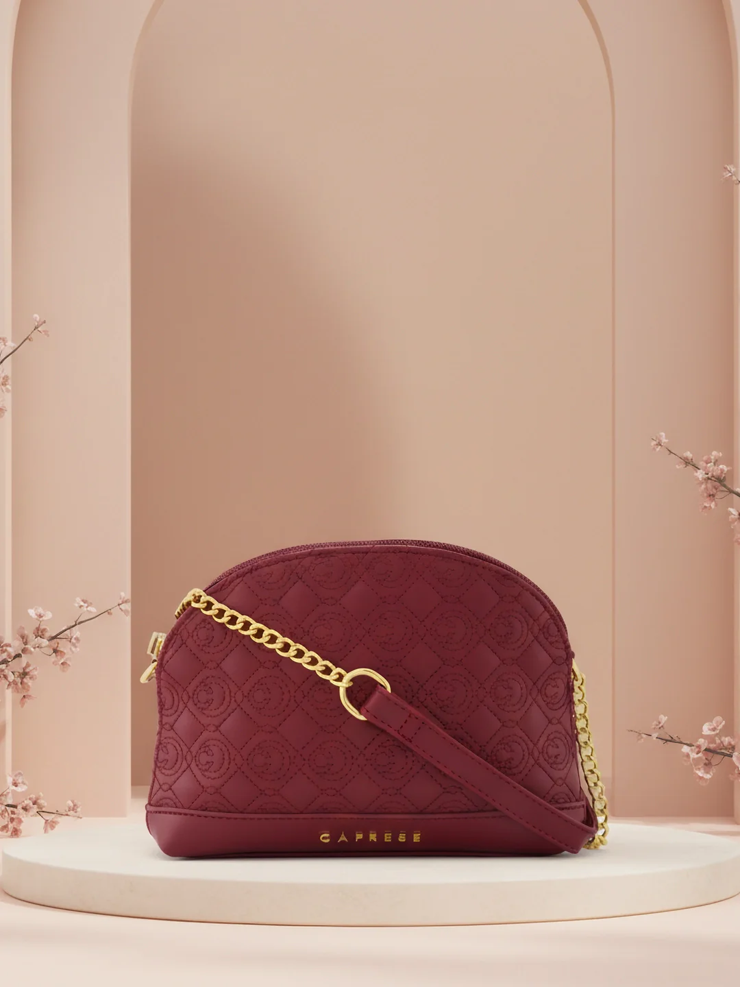 Caprese Rain Medium Cherry Lacquer Sling Bag - Image 8