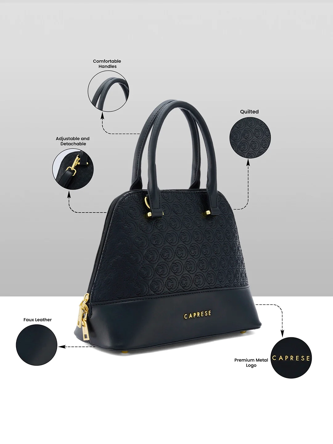 Caprese Rain Small Black Satchel Bag - Image 17