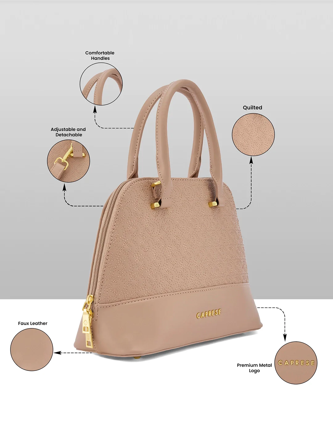 Caprese Rain Small Mocha Mousse Satchel Bag - Image 17