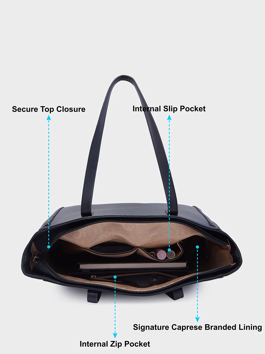 Caprese Ramani Medium Black Tote Bag - Image 7