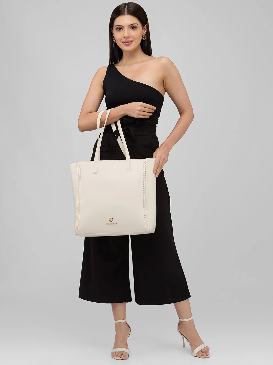 Caprese Ramani Medium White Tote Bag - Image 2