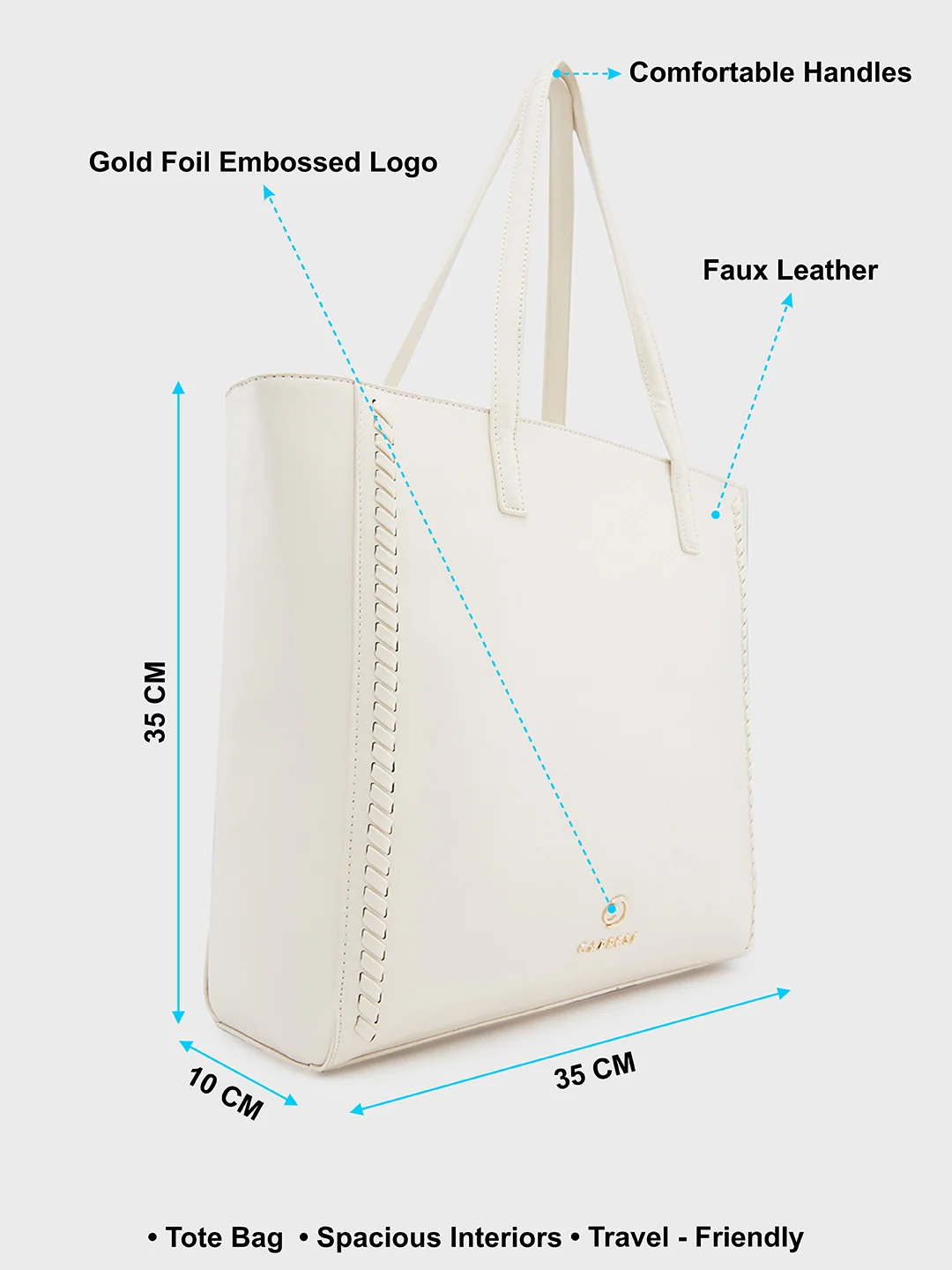 Caprese Ramani Medium White Tote Bag - Image 6