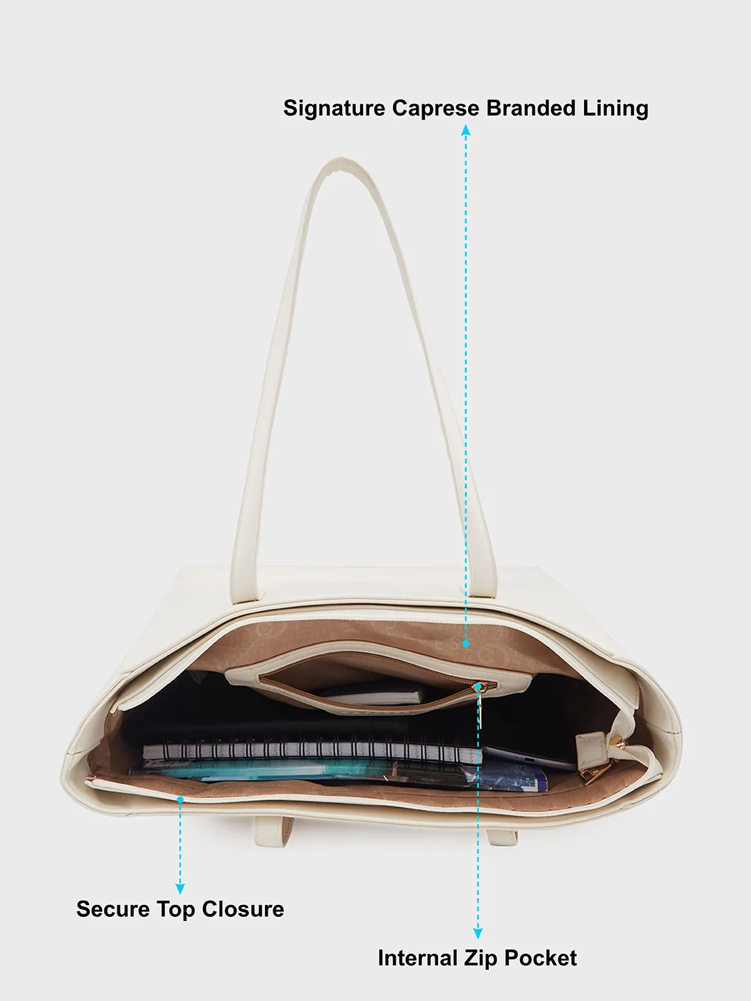 Caprese Ramani Medium White Tote Bag - Image 7