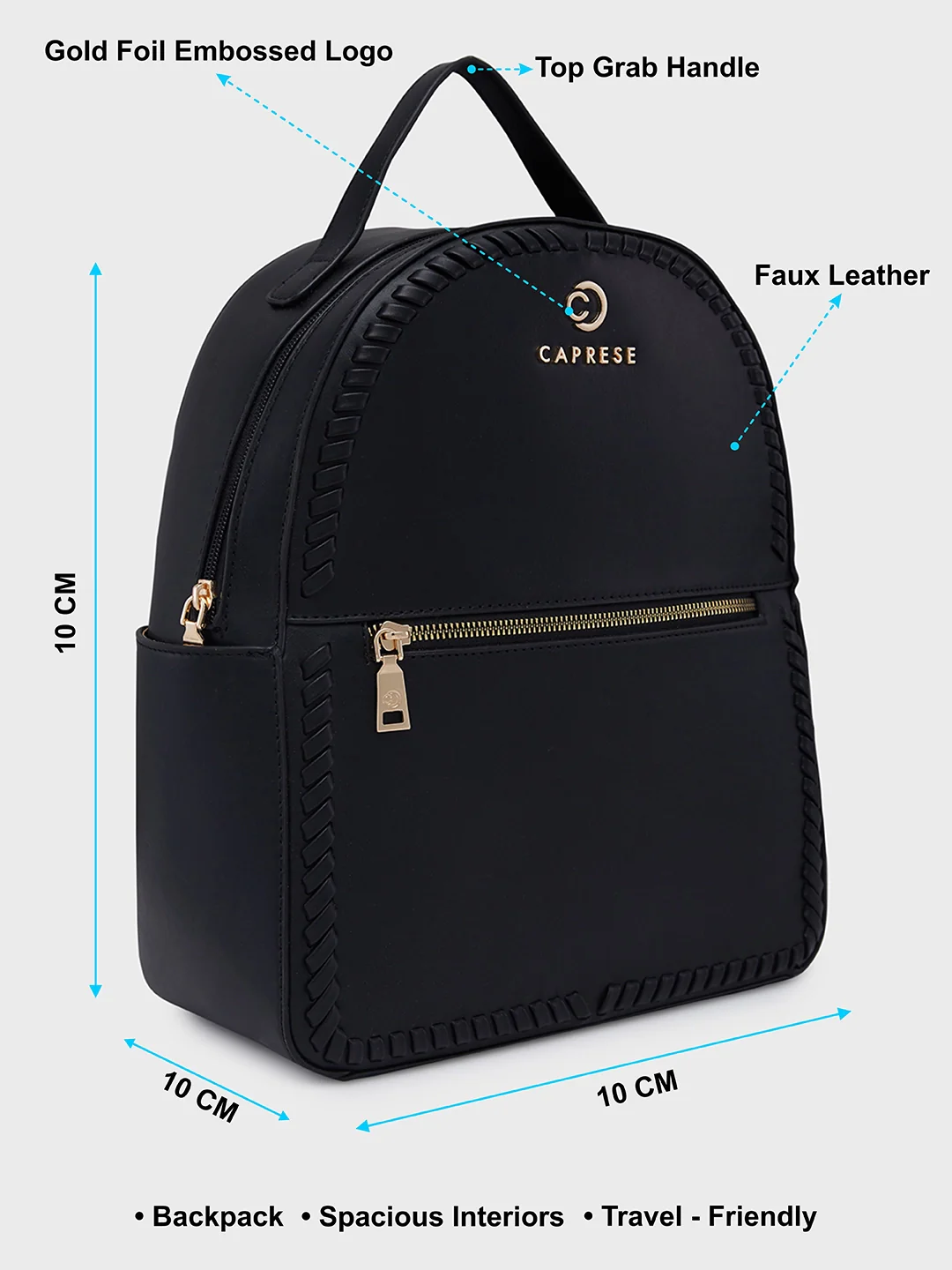 Caprese Ramani Small Black Backpack - Image 6