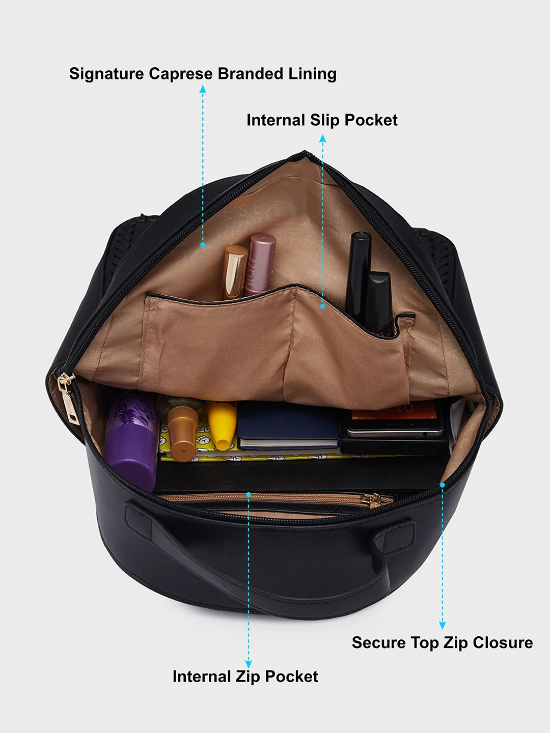 Caprese Ramani Small Black Backpack - Image 7