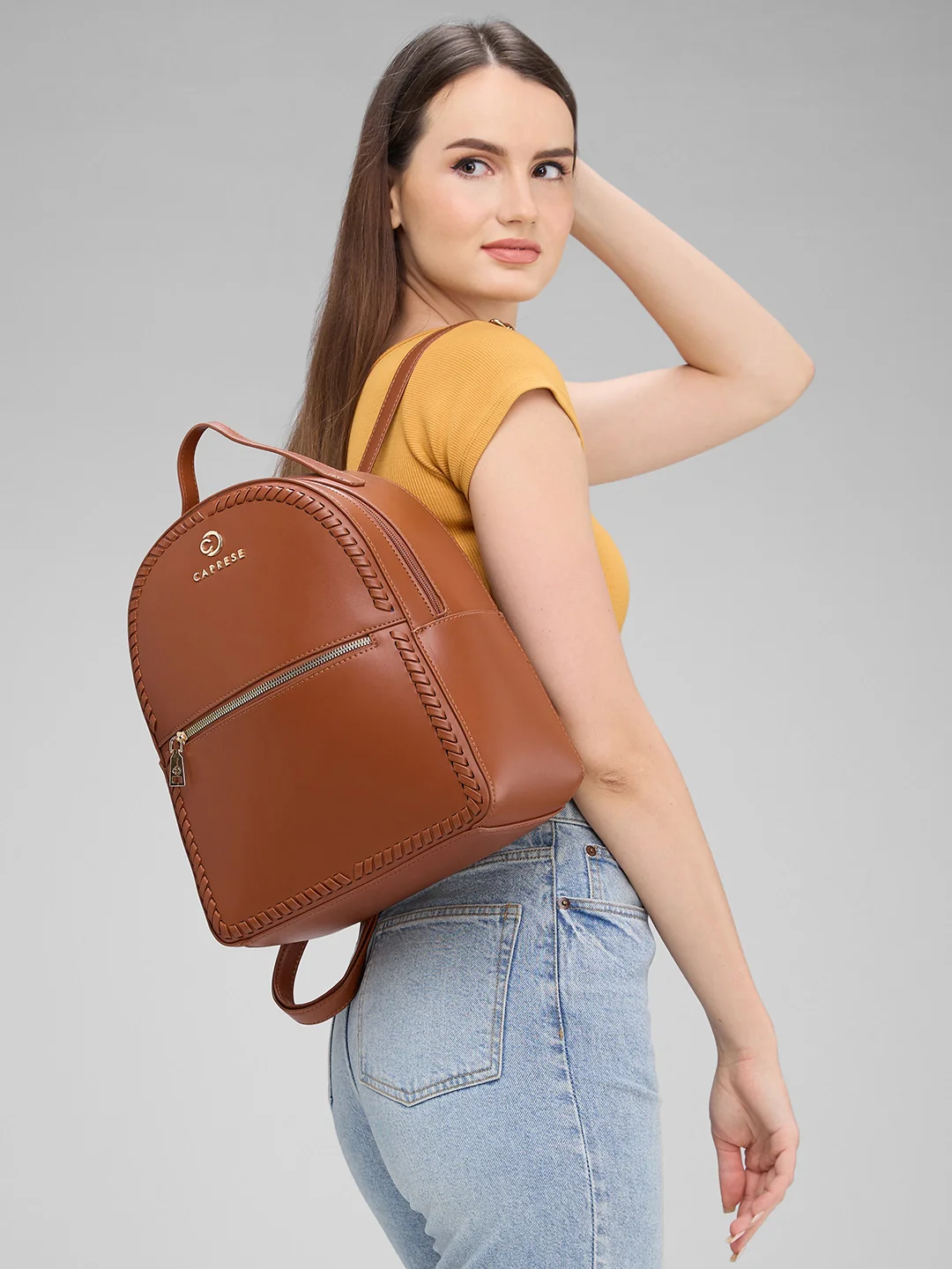 Caprese Ramani Small Brown Backpack - Image 12