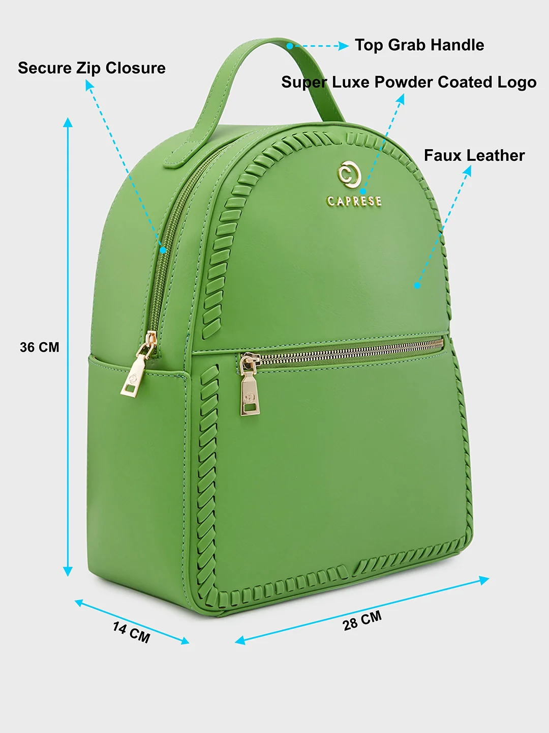 Caprese Ramani Small Green Backpack - Image 6