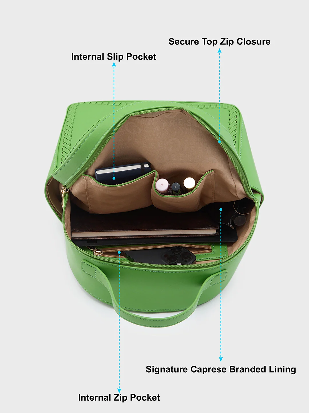 Caprese Ramani Small Green Backpack - Image 7