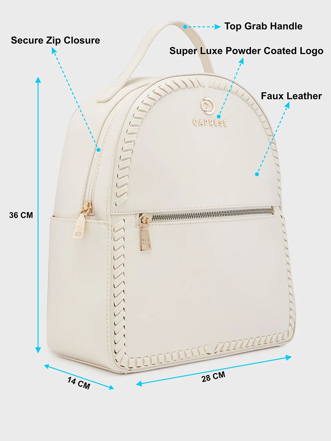 Caprese Ramani Small White Backpack - Image 6