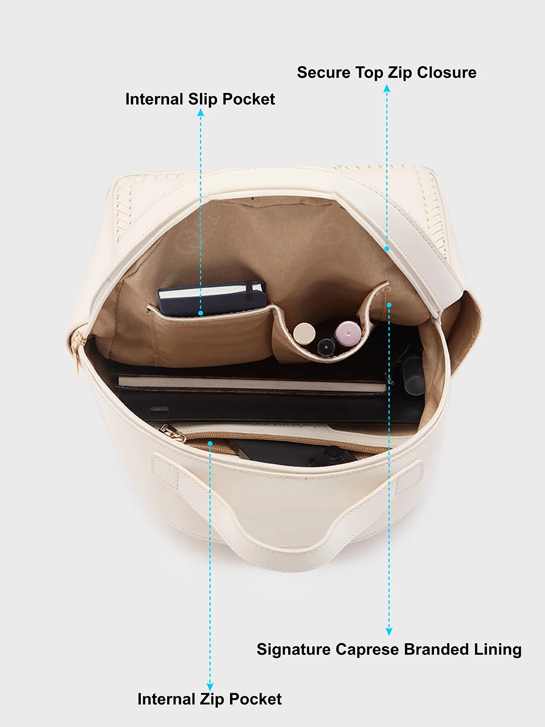 Caprese Ramani Small White Backpack - Image 7