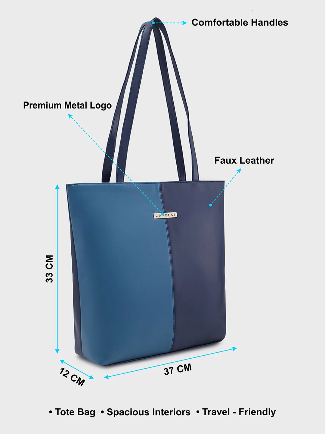 Caprese Rayn Large Blue & Navy Tote Bag - Image 7