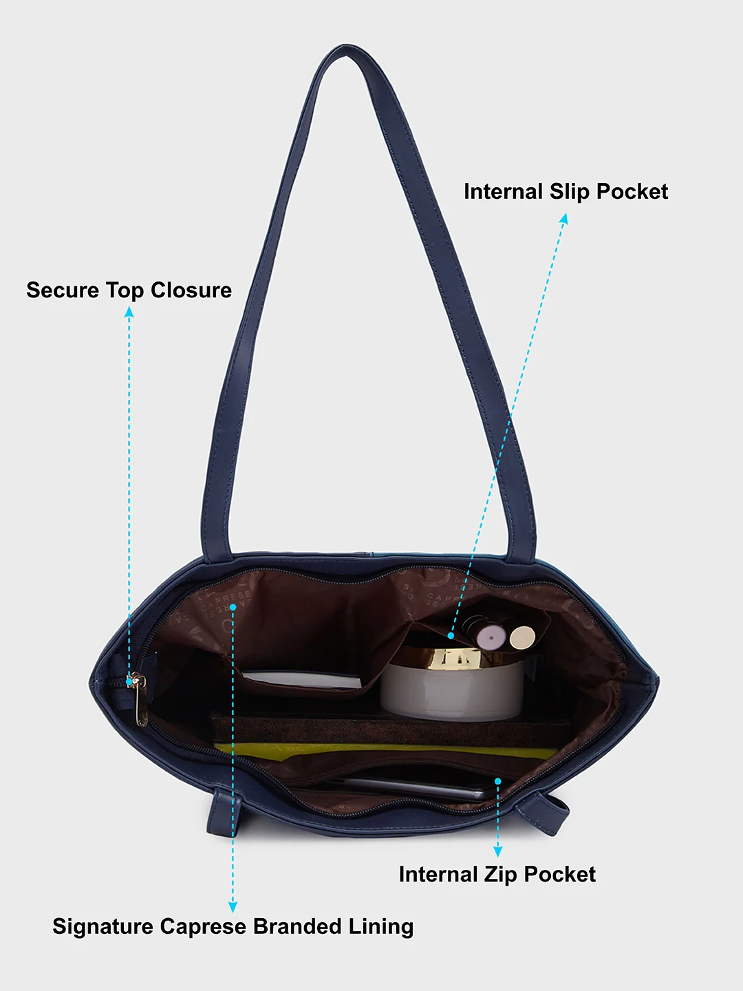 Caprese Rayn Large Blue & Navy Tote Bag - Image 8