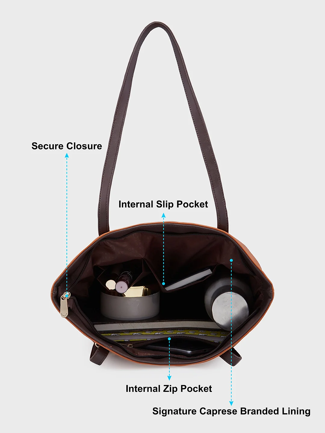Caprese Rayn Medium Tan Tote Bag - Image 7