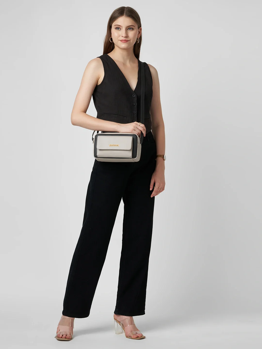 Caprese Regina Medium Black Sling Bag - Image 8