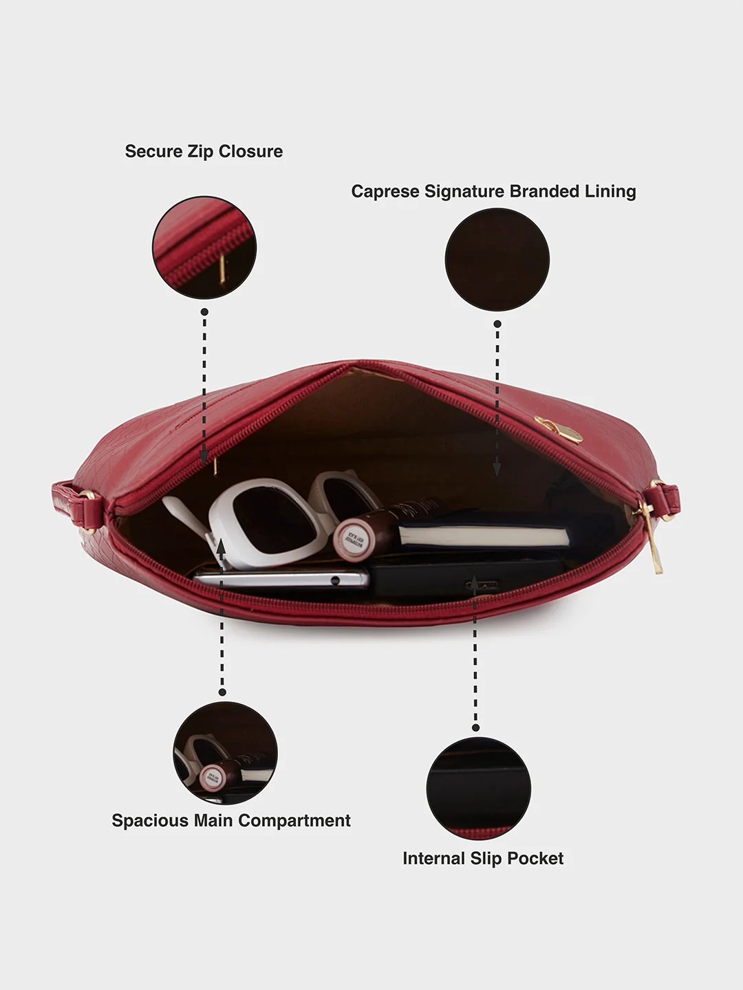 Caprese Rema Large Plum Sling Bag - Image 8