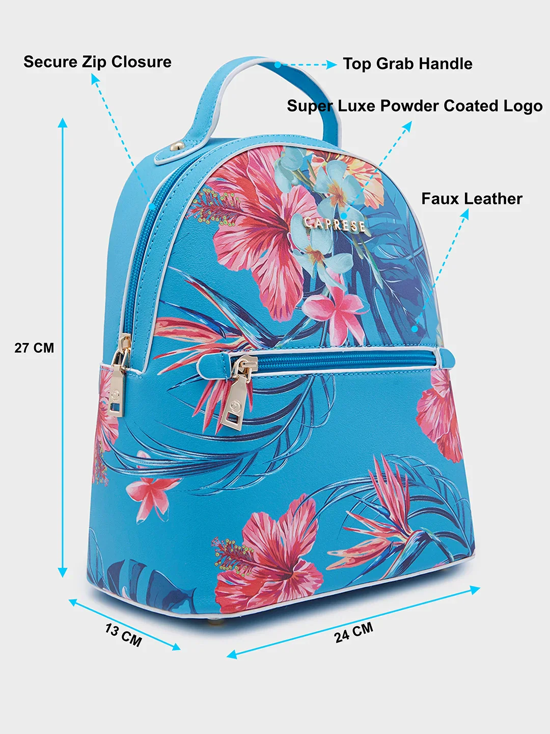 Caprese Renee Medium Blue Backpack - Image 7