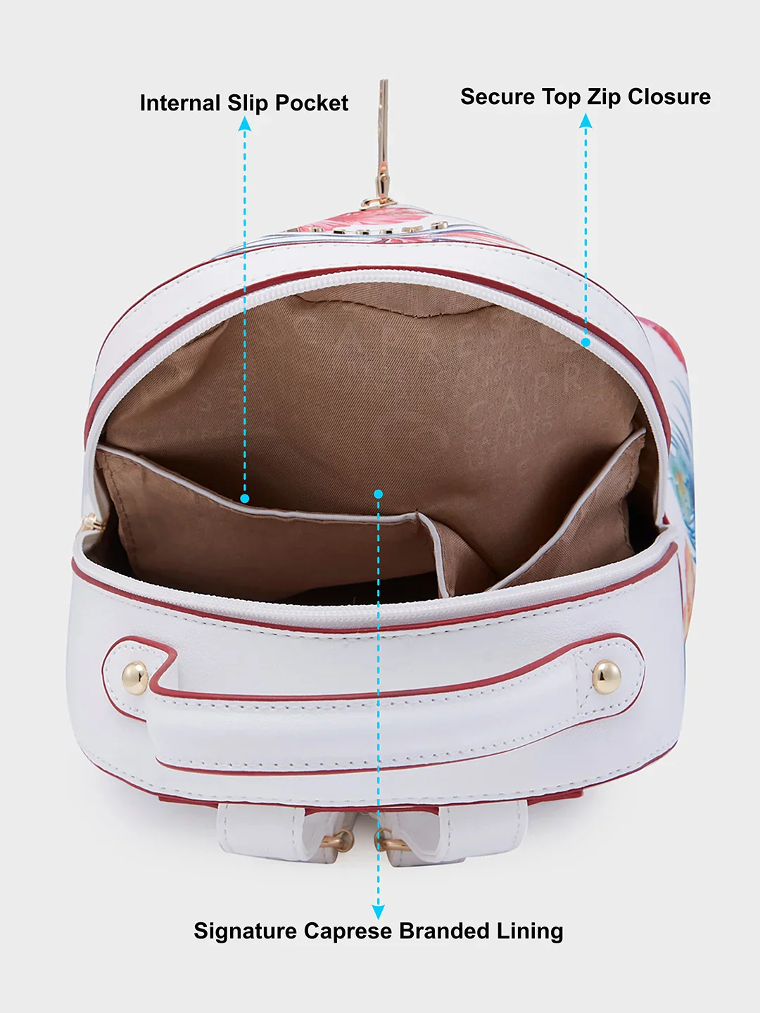 Caprese Renee Medium White Backpack - Image 8